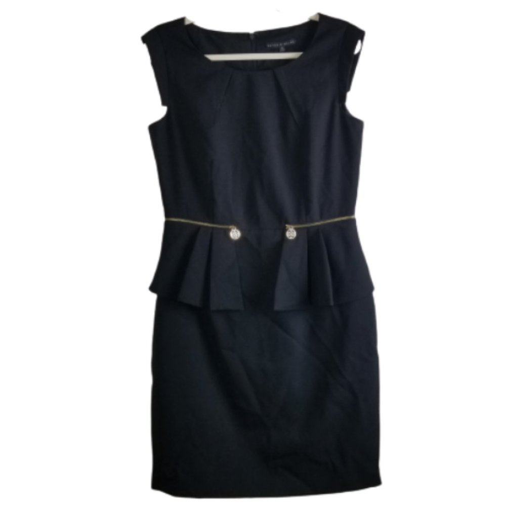 Antonio Melani Black Peplum Career Dress Sheath 10